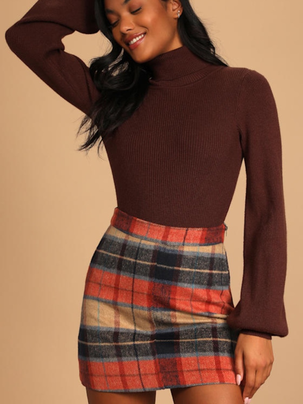 Lulus Mad For Plaid Beige Plaid Mini Skirt - Size S